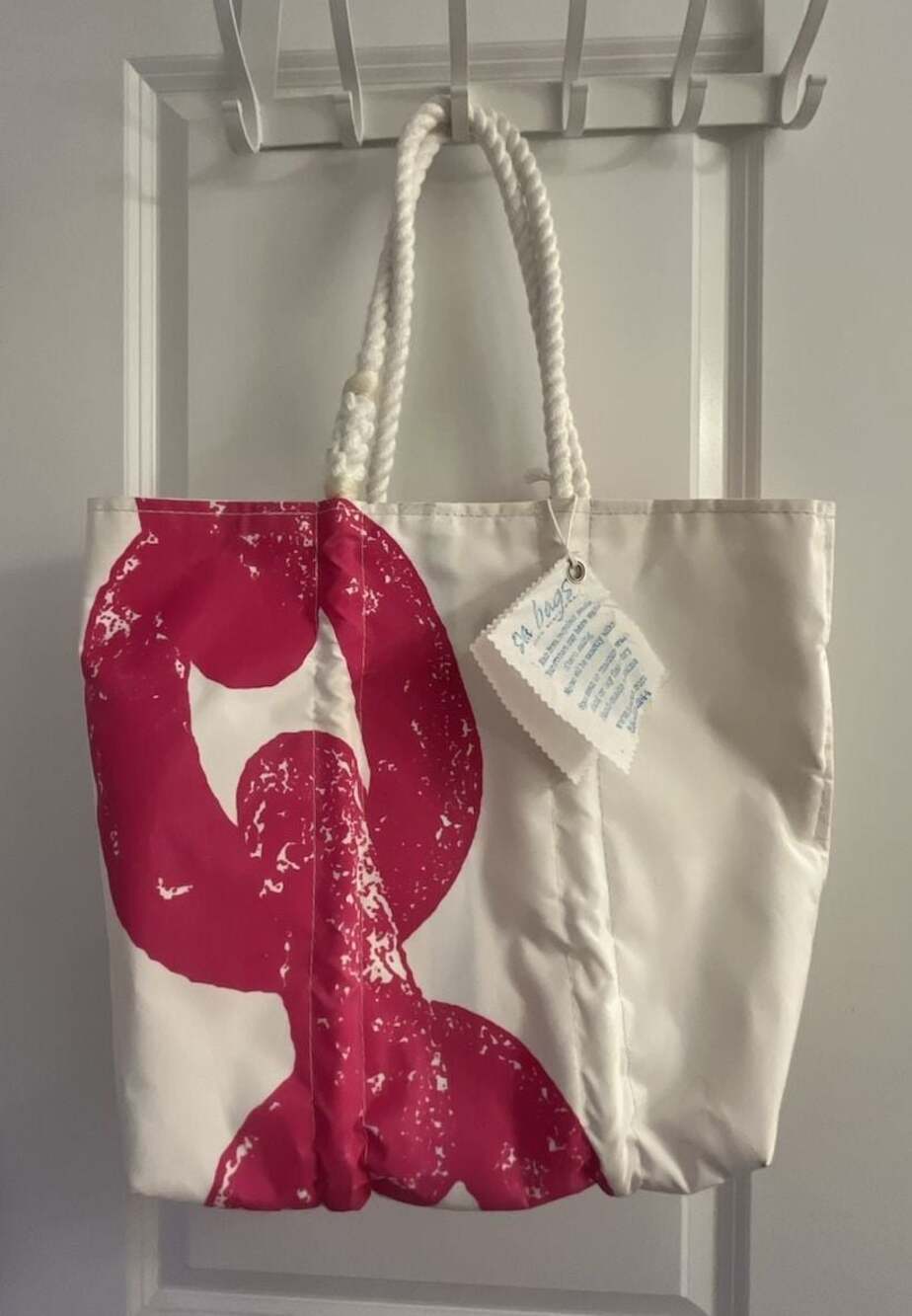 Sea Bags Recycled Sail Cloth Pink Anchor Medium Tote
